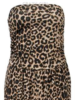 New Women Ladies Leopard Print Strapless Dress JUMPSUIT Playsuit Size 