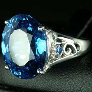 32.40 CT. EXQUISITE SWISS BLUE TOPAZ, 925 SILVER RING /0755  