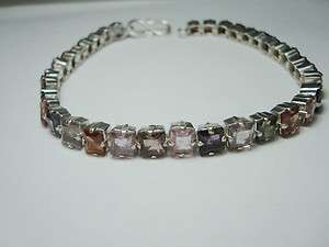 Beautiful Natural Bright Soft Multi Color Spinel Bracelet in Sterling 