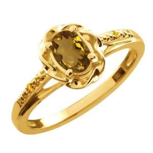   57 Ct Oval Whiskey Quartz Yellow Citrine 18K Yellow Gold Ring Jewelry