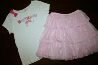 Gymboree Birthday Girl Party Shop Shirt Top Old Navy Pink Tulle Tiered 