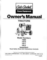 CUB CADET 1806 1810 1811 1812 Owners Operators Manual  