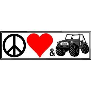  Peace Love & 4x4s   DECAL   8 inch X 2.5 inch Automotive