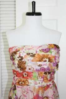 JCrew Watercolor Ruffle Potpourri Strapless Dress $138 Rose 12  