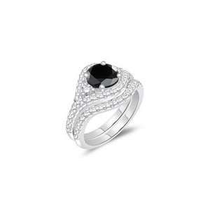  2.03 2.42 Cts Black & White Diamond Matching Ring Set in 