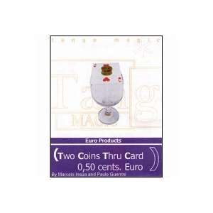  Two Coins Thru Card (50 cent Euro) by Tango Toys & Games
