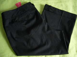 NEW Lane Bryant Dress Stretch Capri pants 28 Black Pinstripes  