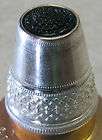 VINTAGE AUSTRIAN THIMBLE   SILVER TONED WITH GREEN CAP