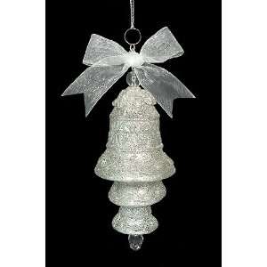  Platinum Glitter 3D Bells and Bow Christmas Ornament 