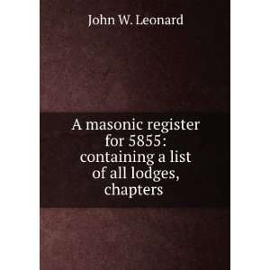  A masonic register for 5855 containing a list of all 