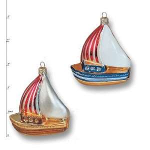   glass mouth blown Christmas Yacht sail boat 3 ornament from Poland