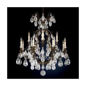   Rock Crystal 13 Light Two Tier Chandelier in Antique Pewter with Rock