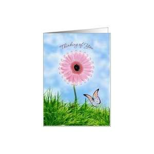  Thinking of you Friend card with pink daisy gerbera and 