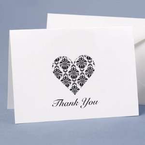  Set of 50 Damask Heart Thank You Wedding Cards Notes 
