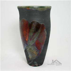 Artist Signed Handcrafted Raku Glazed Vase Pottery RB121810 66 by Ron 