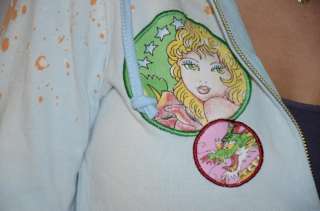 Gorgeous hoodie by Ed Hardy. Light blue with orange and white splatter 