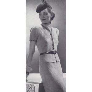  Vintage Knitting PATTERN to make   1930s Two Piece Knit Suit Dress 