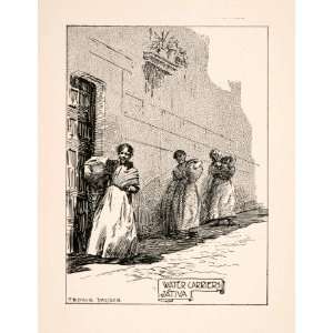  1905 Lithograph Jativa Xativa Spain Water Carrier Women 