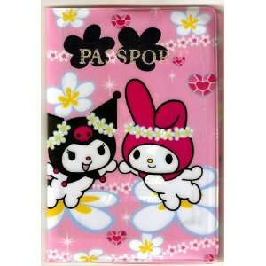 My Melody & Kuromi w plumeria flower Sanrio Passport Cover for Travel 
