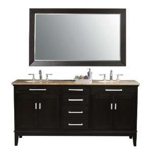 Virtu USA LD 2130T Battista 73 Inch Double Sink Bathroom Vanity with 