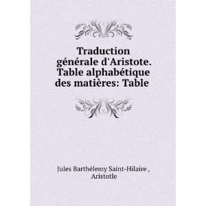   des matiÃ¨res Aristotle Jules BarthÃ©lemy Saint Hilaire  Books