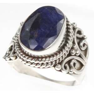   925 Sterling Silver SYNTHETIC SAPPHIRE Ring, Size 7.5, 7.74g Jewelry