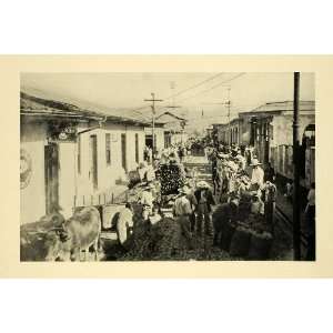  1930 Print Honduras Street Scene Marketplace Produce 