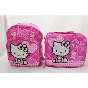  Hello Kitty Mini 10 Backpack + Lunch Bag SET   PINK HEART 