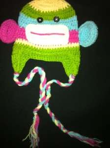 Multi color boy and girl monkeys so cute crochet hat beanie newborn 