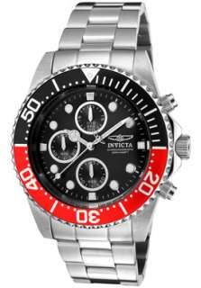 Invicta Mens 1770 Chronograph Black Dial Black and Red Bezel II Watch 