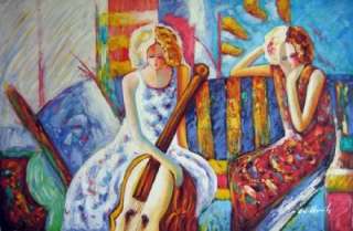 Portrait Oil Painting Female Musicans Lady Cello Player  