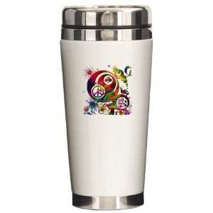  Lucky Peace Sign Collage Peace Ceramic Travel Mug by 