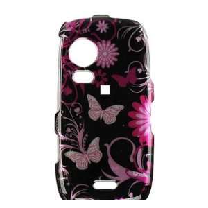 Pink/Black Bfly Design Hard Case + Mirror Screen Protector for Samsung 