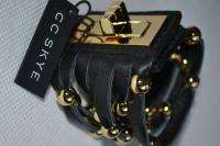CC SKYE Baja Black Leather18Kt Bracelet/gift bx NWT NEW  