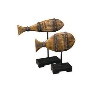  Primitive Washboard Fish Statue—Set of Two