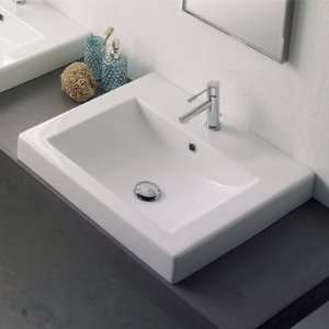   8025/A Square White Ceramic Built in Sink 8025/A