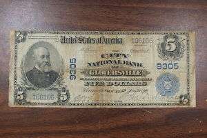 Series 1902 $5 National Currency Note, Gloversville NY  