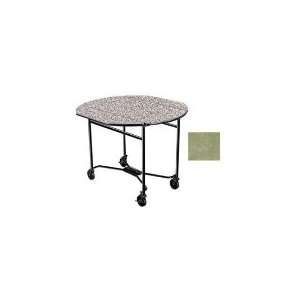   40 in Round Drop Leaf Room Service Table, Beige Suede