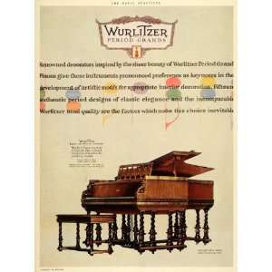  1926 Ad Carved Designs Period Grand Wurlitzer Pianos 
