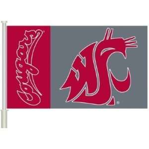  Washington State Cougars CAR FLAG w/Wall Brackett Set of 2 