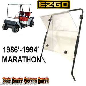 EZGO Marathon 1986 1994 Golf Cart Fold Down Windshield CLEAR  