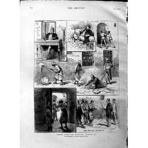  1883 EGYPT PRISON PRISONERS SWEEPING CAIRO OLD PRINT