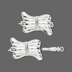  #9511 Clasp, bullet, sterling silver, 23x12x7mm puffed bow 