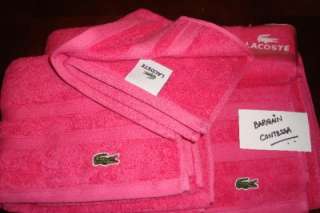 LACOSTE TOWELS 1BATH/1HAND/1WASH Cotton HOT PINK NWT 1st 