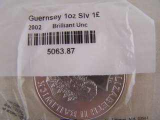 2002 Guernsey BU 1 Pound .925 1 oz. Silver Coin William Duke of 