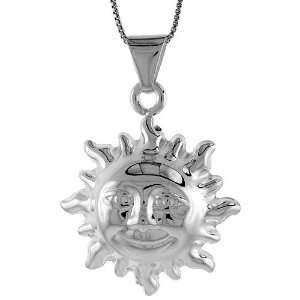  925 Sterling Silver Large Sun Pendant (NO Chain Included 