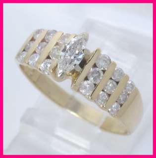 14kyg Marquise and Round Diamond Engagement Ring 1.20ct  