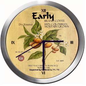  EARLY 14 Inch Coffee Metal Clock Quartz Movement Kitchen 