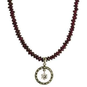    CZ Drop Set in Marcasite Ring with Garnet Necklace 18 Jewelry