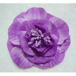  NEW Purple Camellia Flower Hair Clip and Pin Back Brooch 
